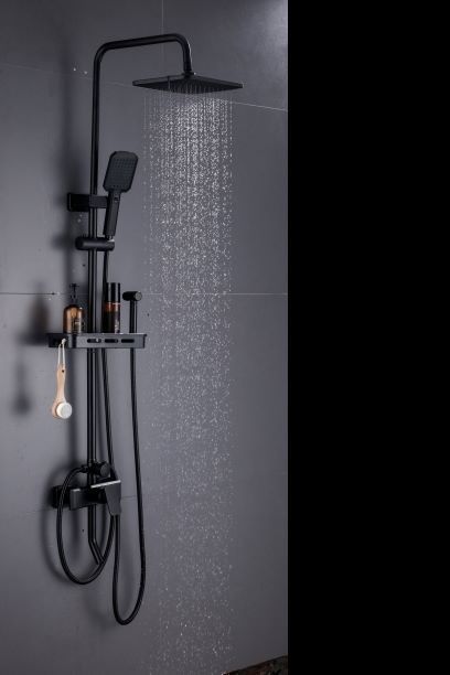 Rotation Matte Black Wall Mount 4way Rain Shower Faucets